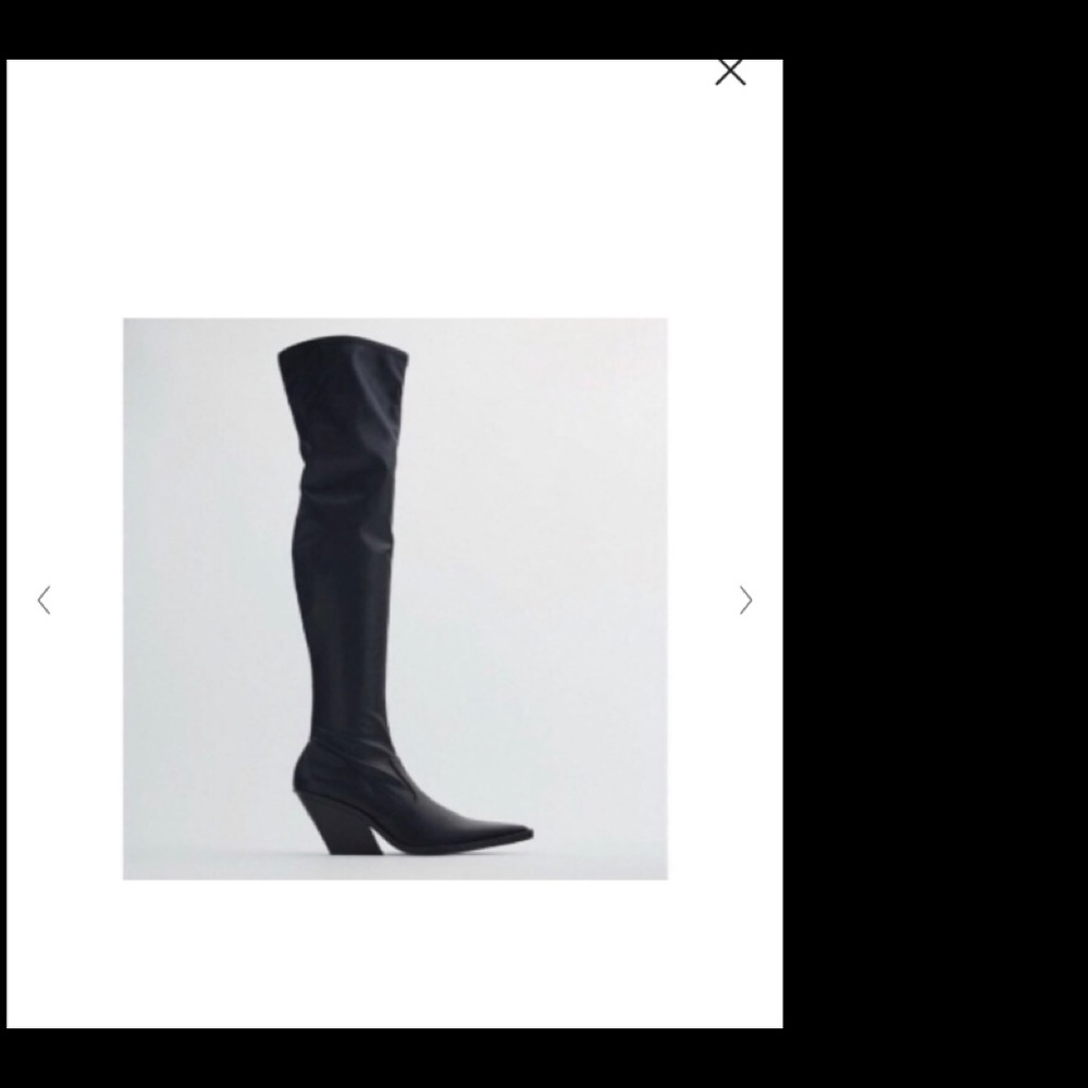 SOLD-DO NOT PURCHASE!!! Zara Black Heel Over The Knee Cowboy Boots Sz 11/42, NWT - Picture 2 of 16